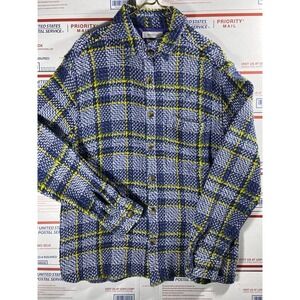 Urban Outfitters Men's‎ Flannel Plaid Woven Twill Shirt Size M Blue/Green
